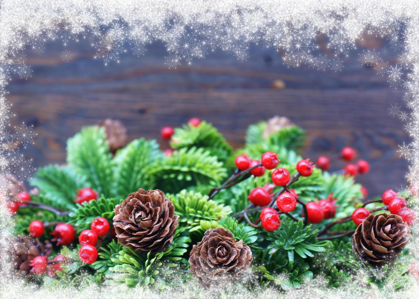 Christmas background with snowy border photo