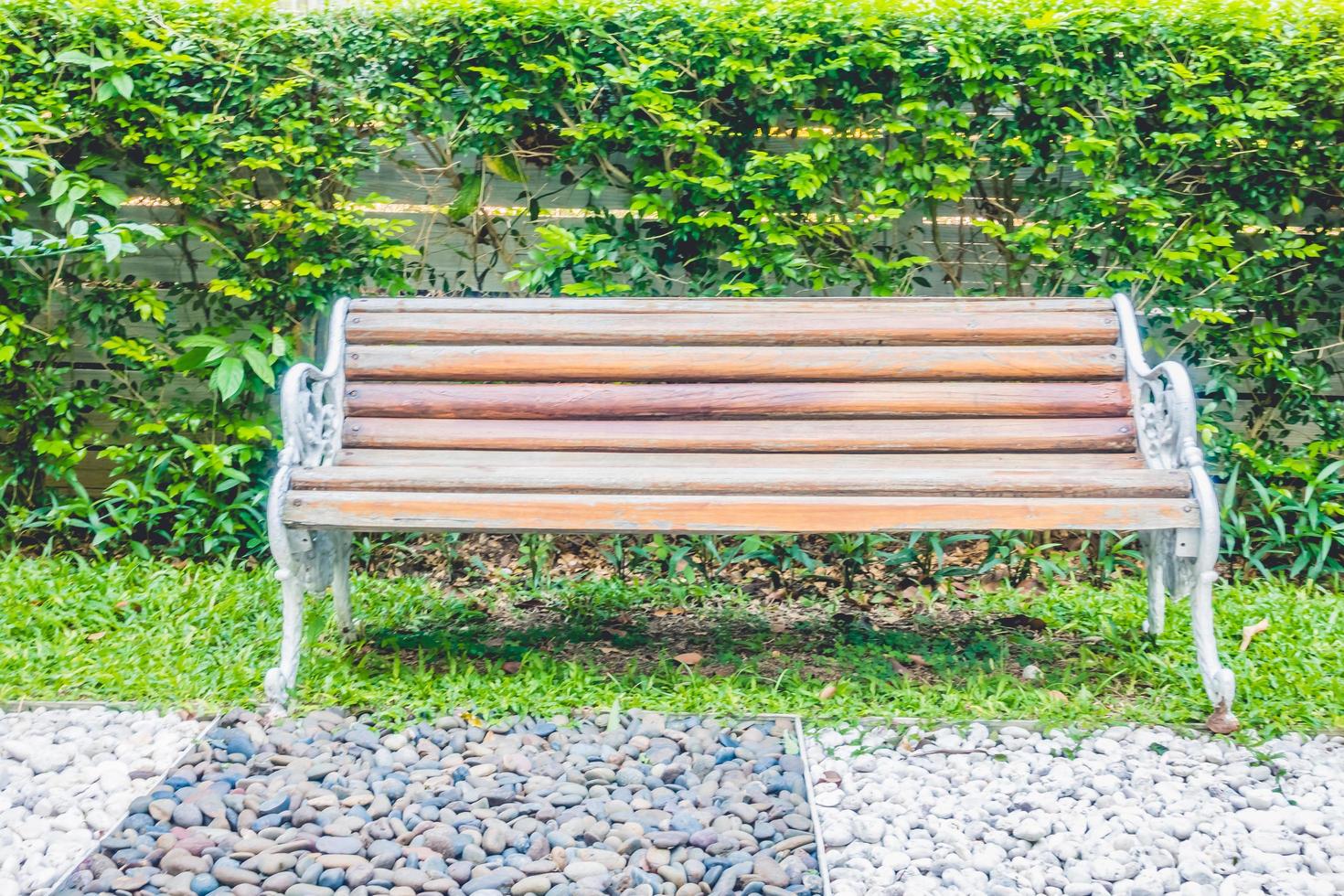 Empty bench in the park in summer photo