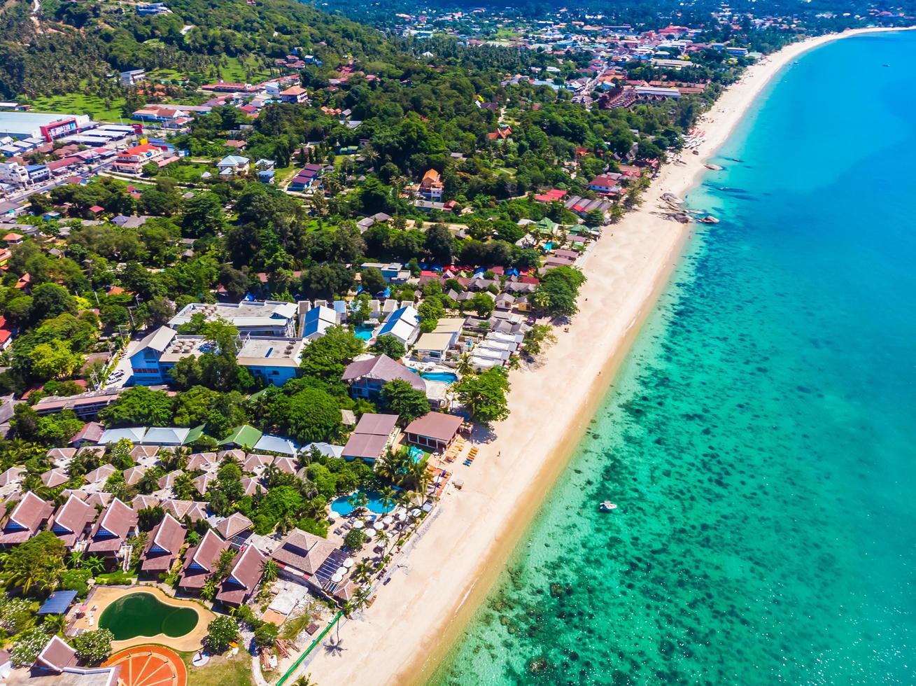 Aerial view of beautiful tropical beach on Koh Samui island, Thailand photo