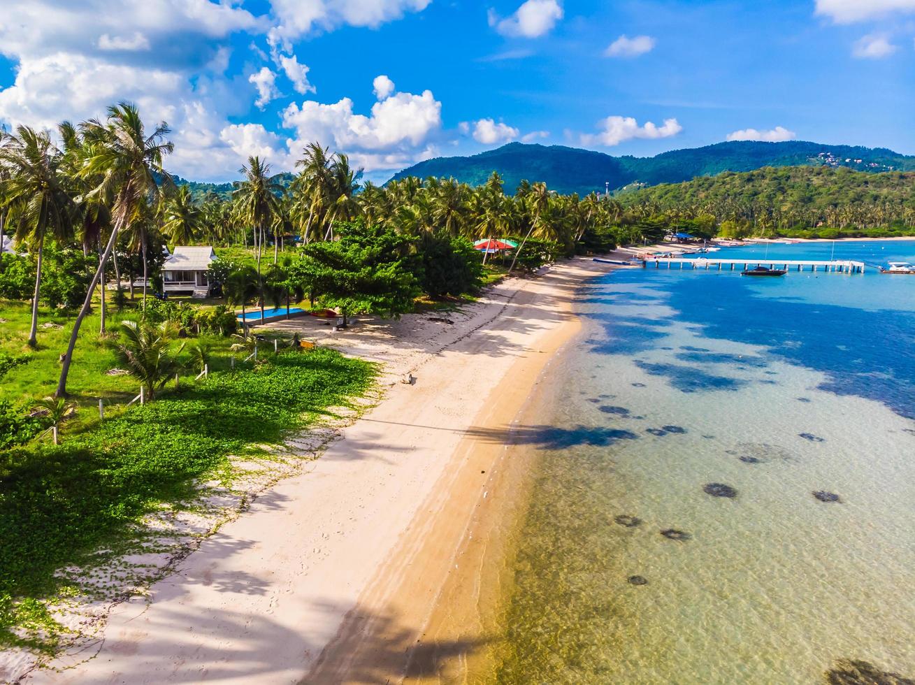 Aerial view of beautiful tropical beach on Koh Samui island, Thailand photo