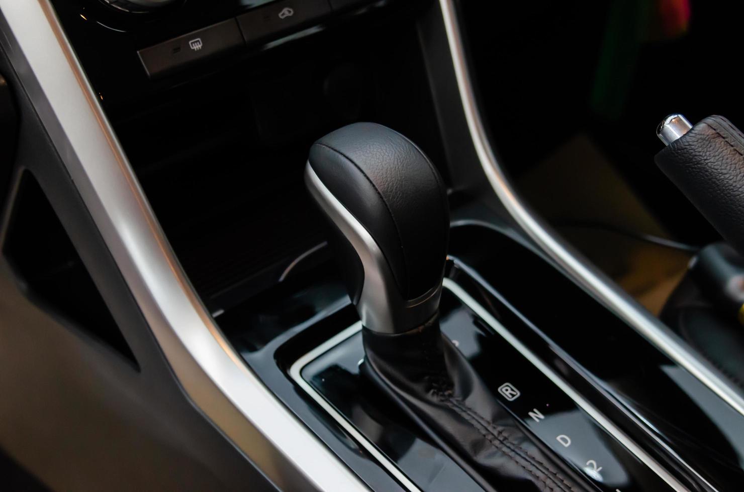 Auto transmission shift knob inside a modern car photo