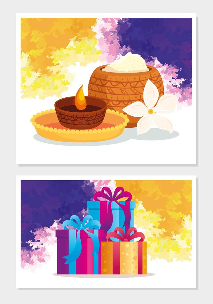 conjunto de tarjetas de felicitación para la celebración de raksha bandhan vector