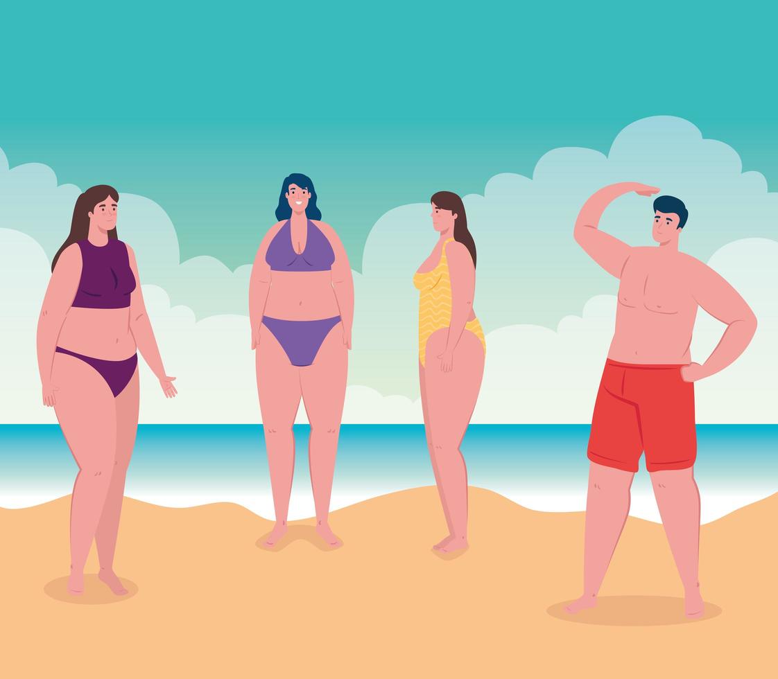 People at the beach, summer vacations and tourism concept vector