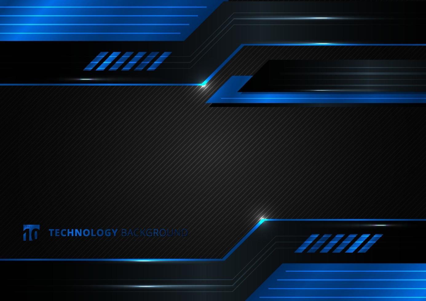 Abstract technology geometric blue and black color shiny motion background. vector