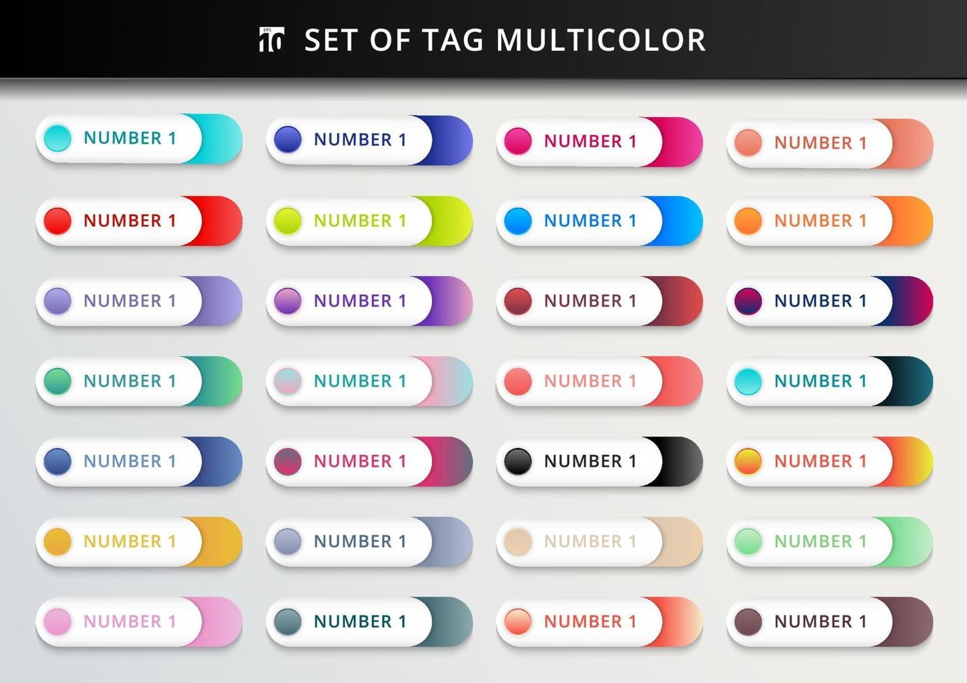 Set of bookmarks, stickers, labels, tags multicoloured rounded geometric circles on white background vector