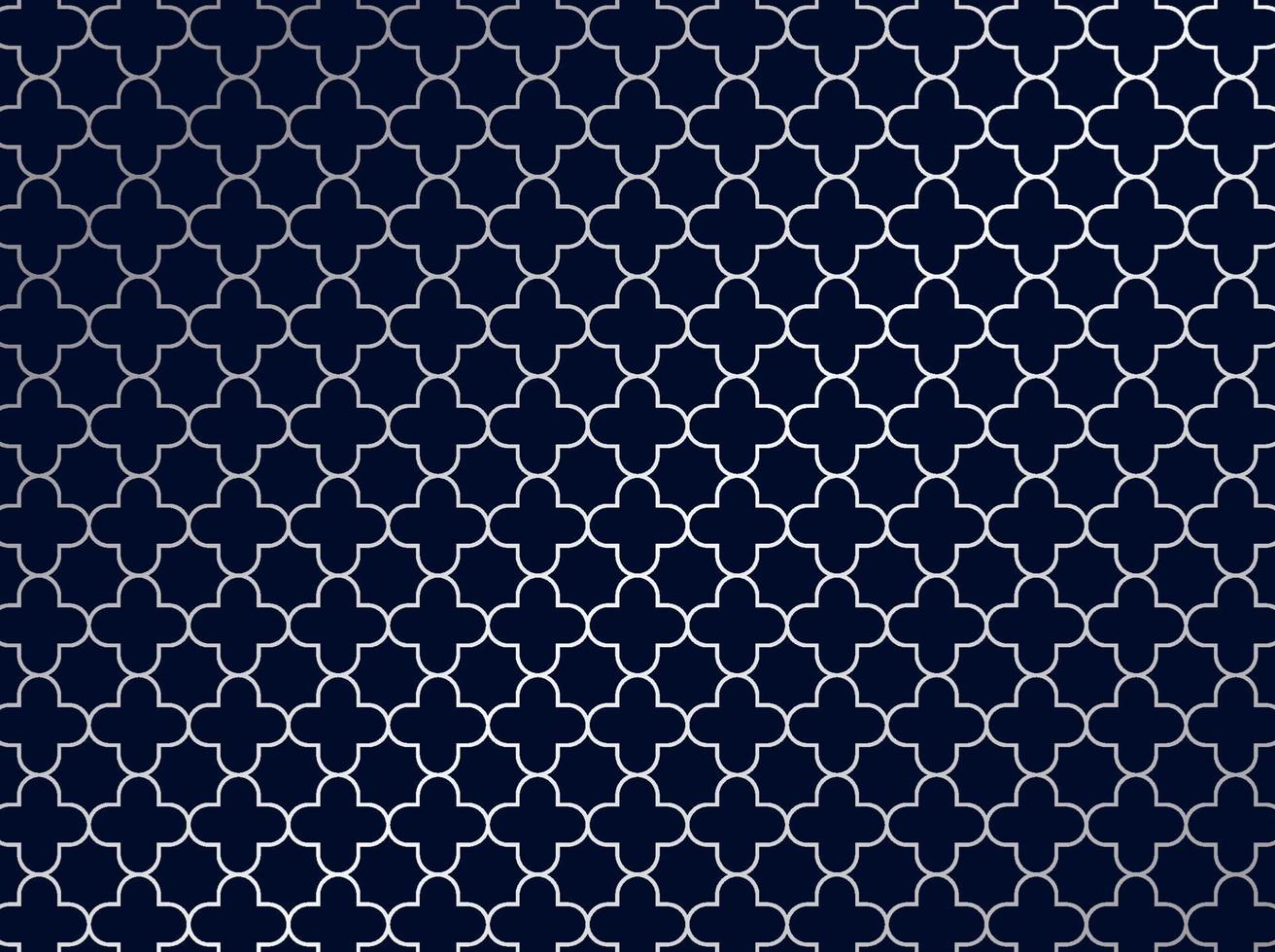 Abstract silver moroccan pattern on blue background. vector