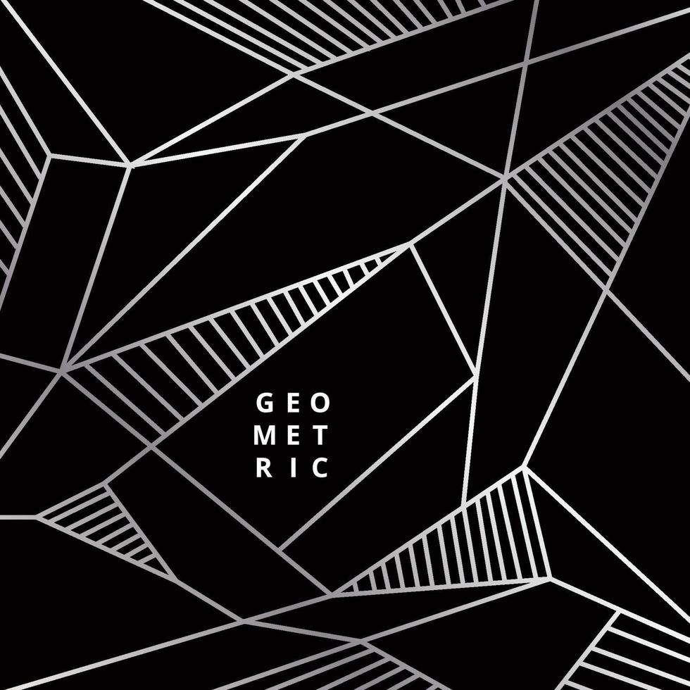 Abstract silver line geometric on black background luxury style. vector