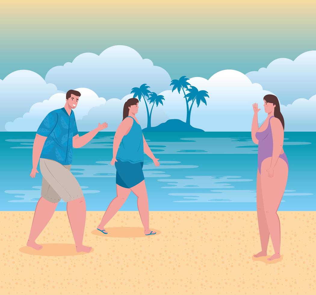 People at the beach, summer vacations and tourism concept vector