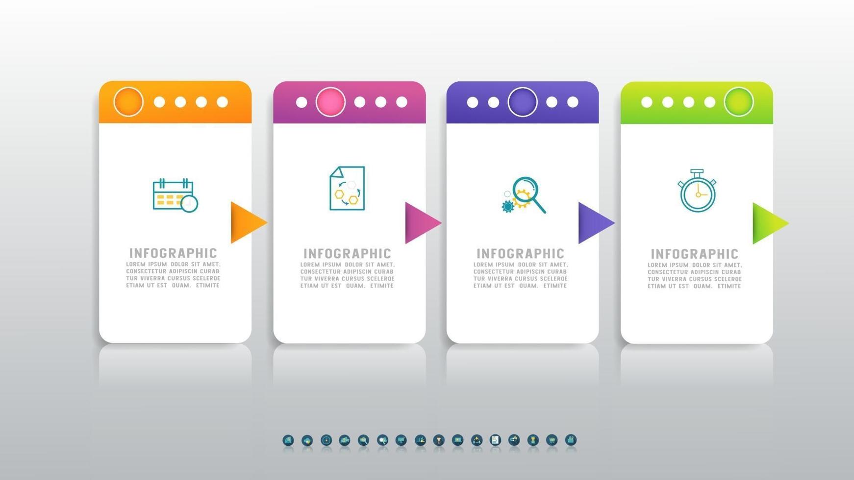 Vector square chart element infographics with 4 options.