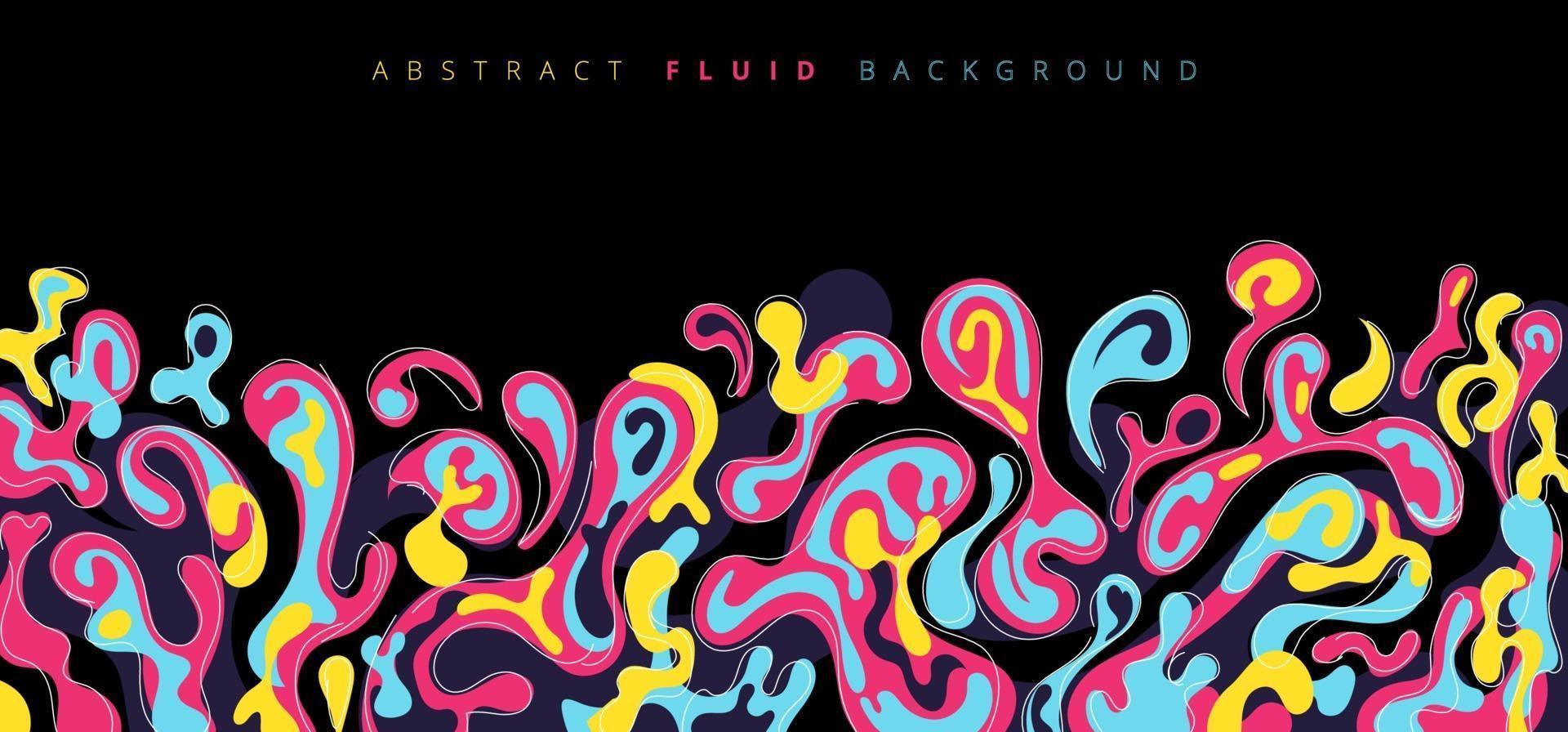 Abstract fluid or liquid colorful splash on black background. vector