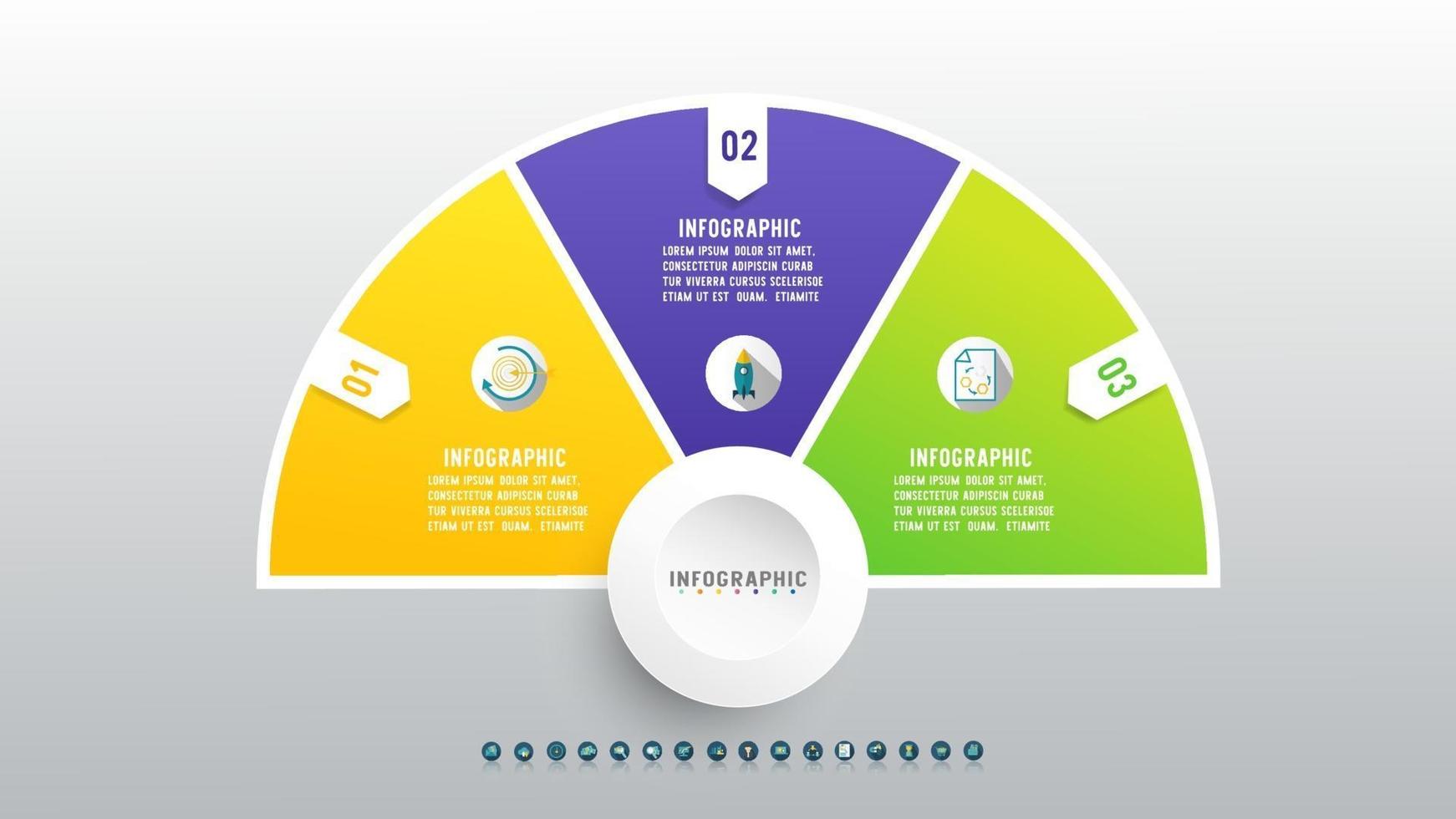 Timeline infographic design with icons 3 steps. vector