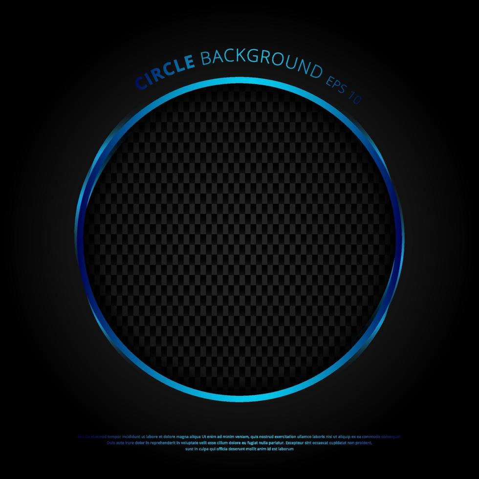 plantilla resumen tecnología estilo círculo metálico azul brillante color negro marco diseño moderno tecnología diseño fibra de carbono fondo. vector