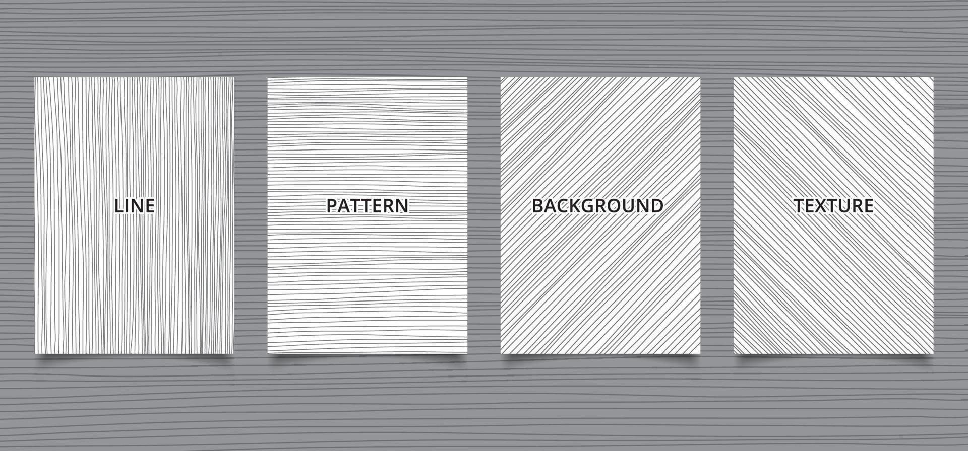 Set of brochure template hand drawn black lines stripes vertical, horizontal, diagonal on white background and texture. vector