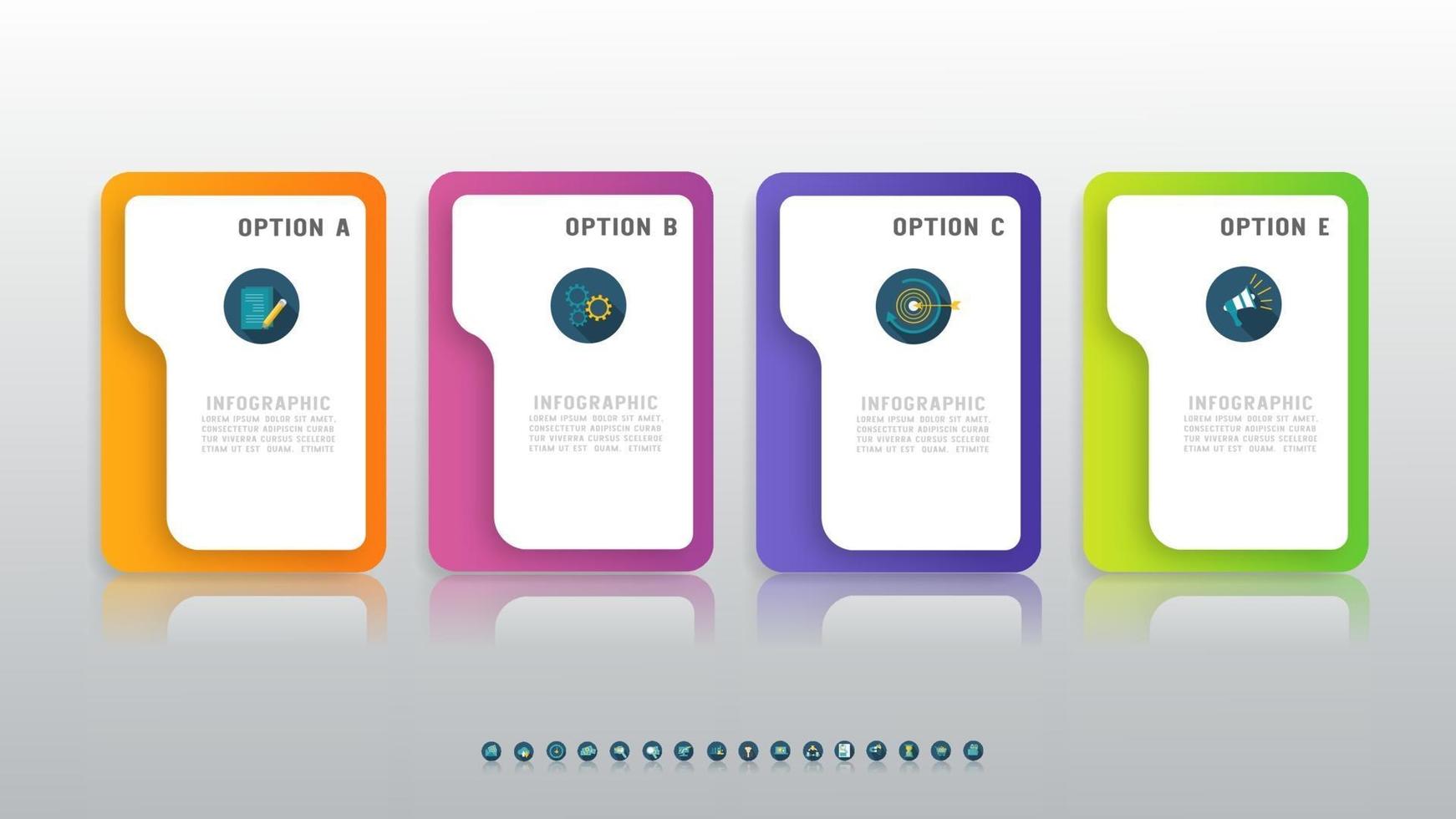 Business 4 steps process chart infographics with with icons for presentation. vector