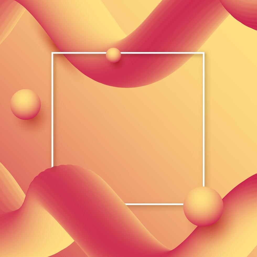 Abstract background with gradient waves and white border vector