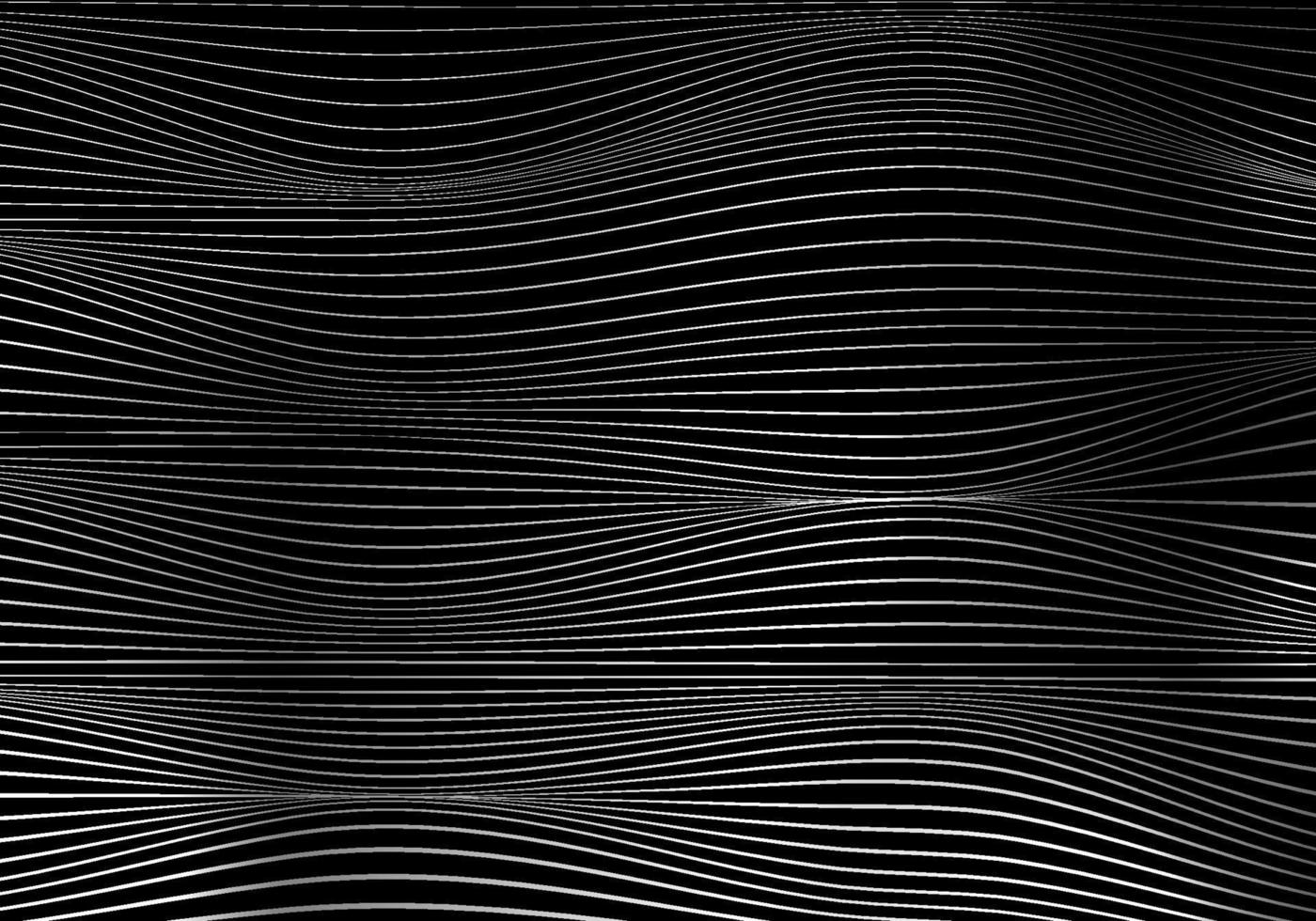 Abstract white wave lines pattern on black background and texture with lighting. vector