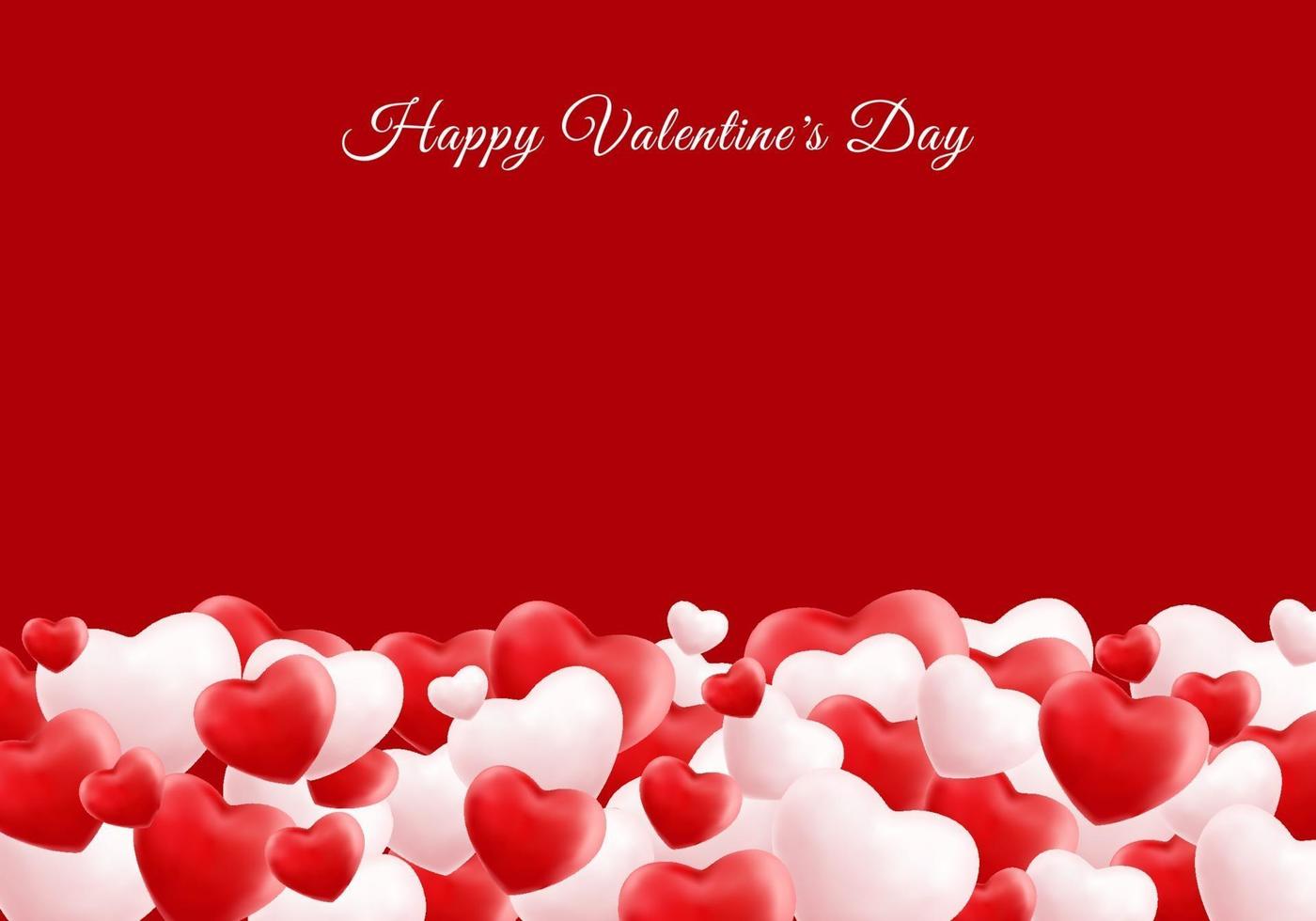 Happy valentine day 3D realistic red and white many hearts with space for your text vector