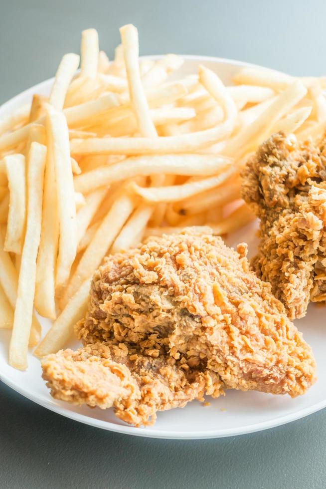 French fries and fried chicken photo