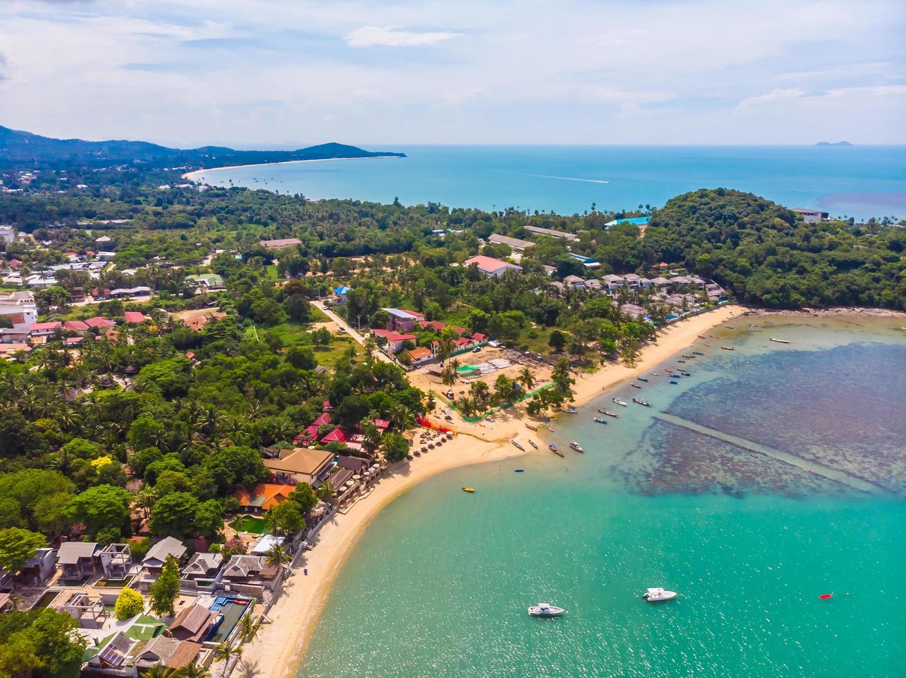 Aerial view of beautiful tropical beach on Koh Samui island, Thailand photo