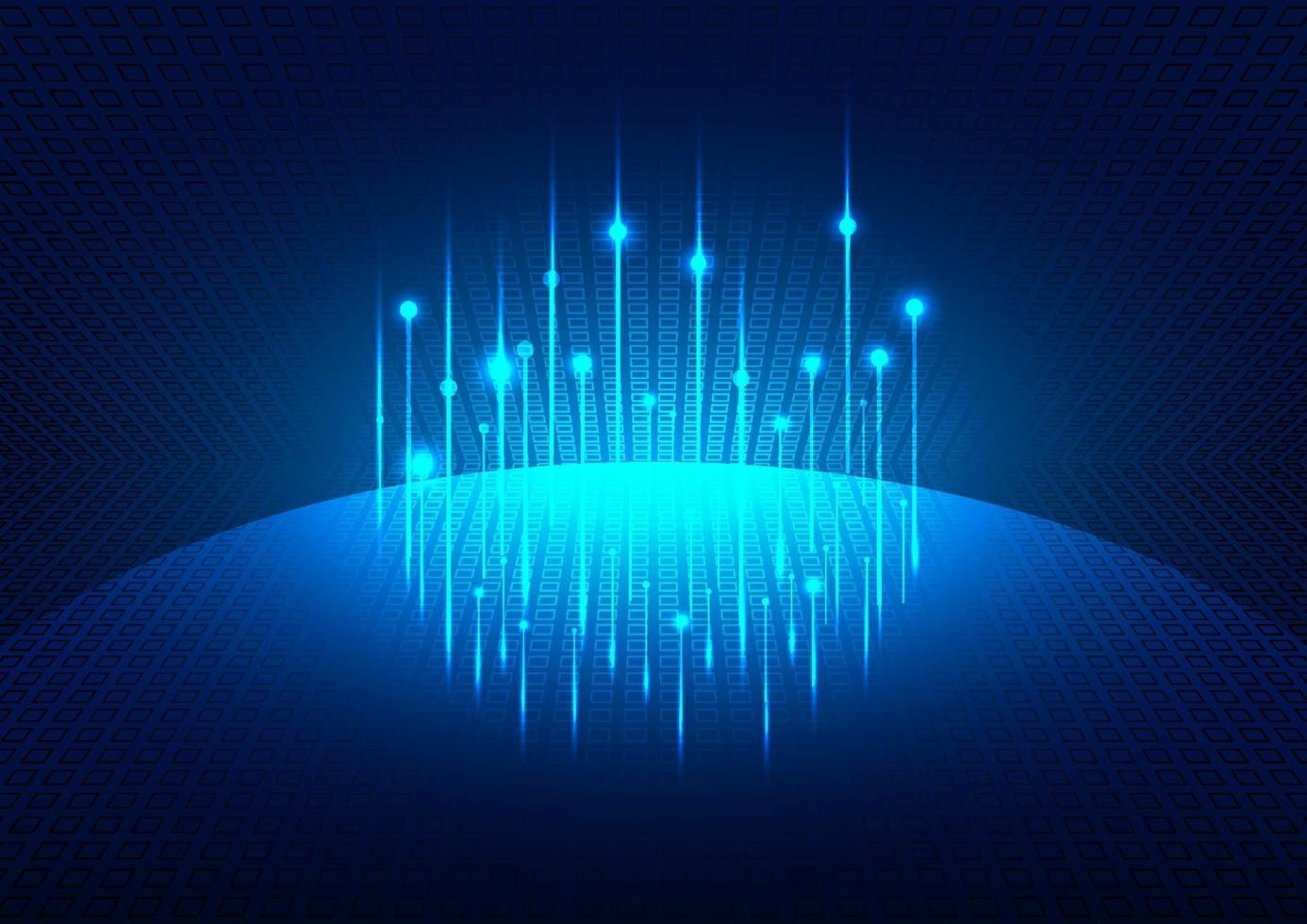 Blue glowing futuristic background with planet global social network vector