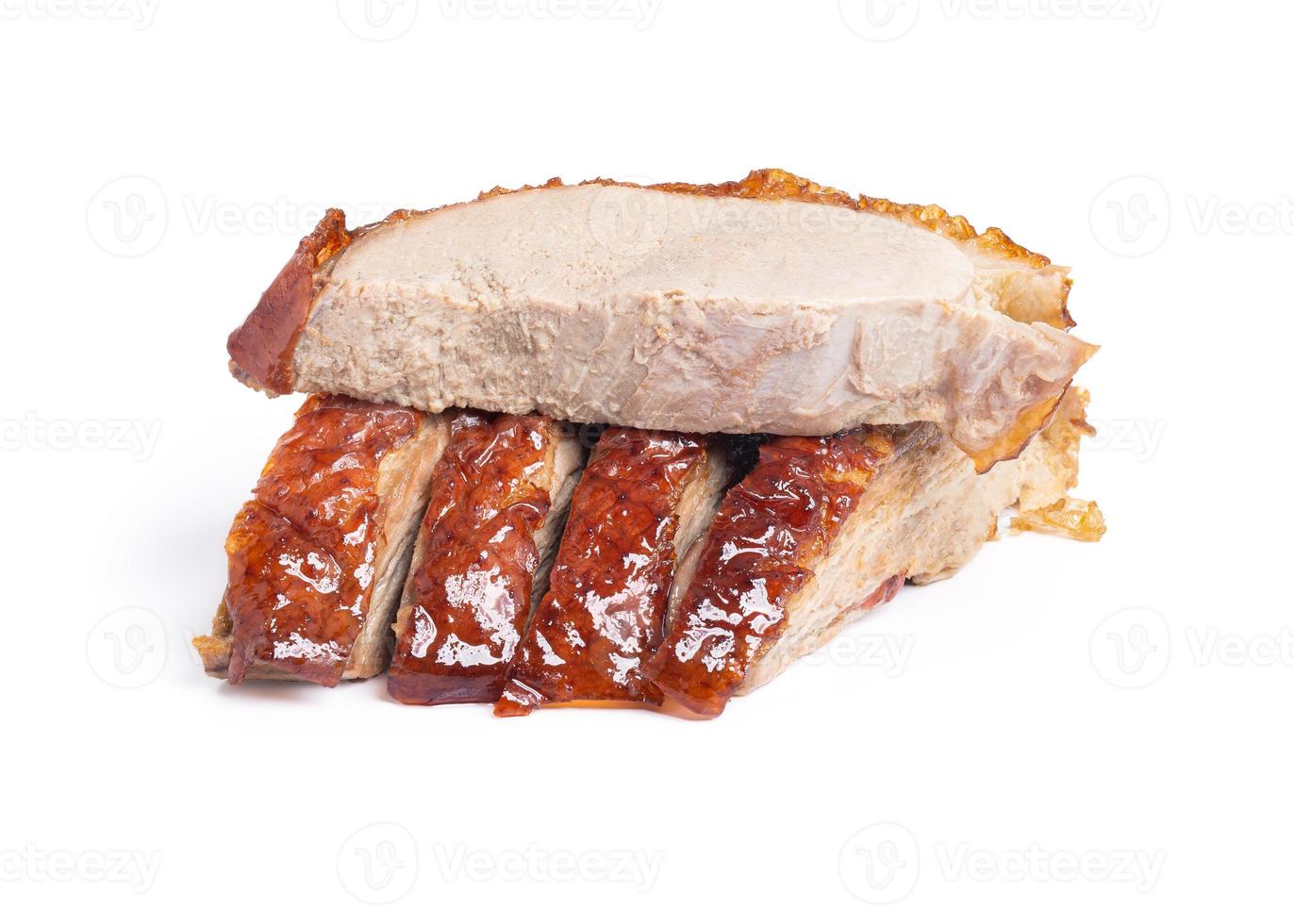 Roasted duck slices on white background photo