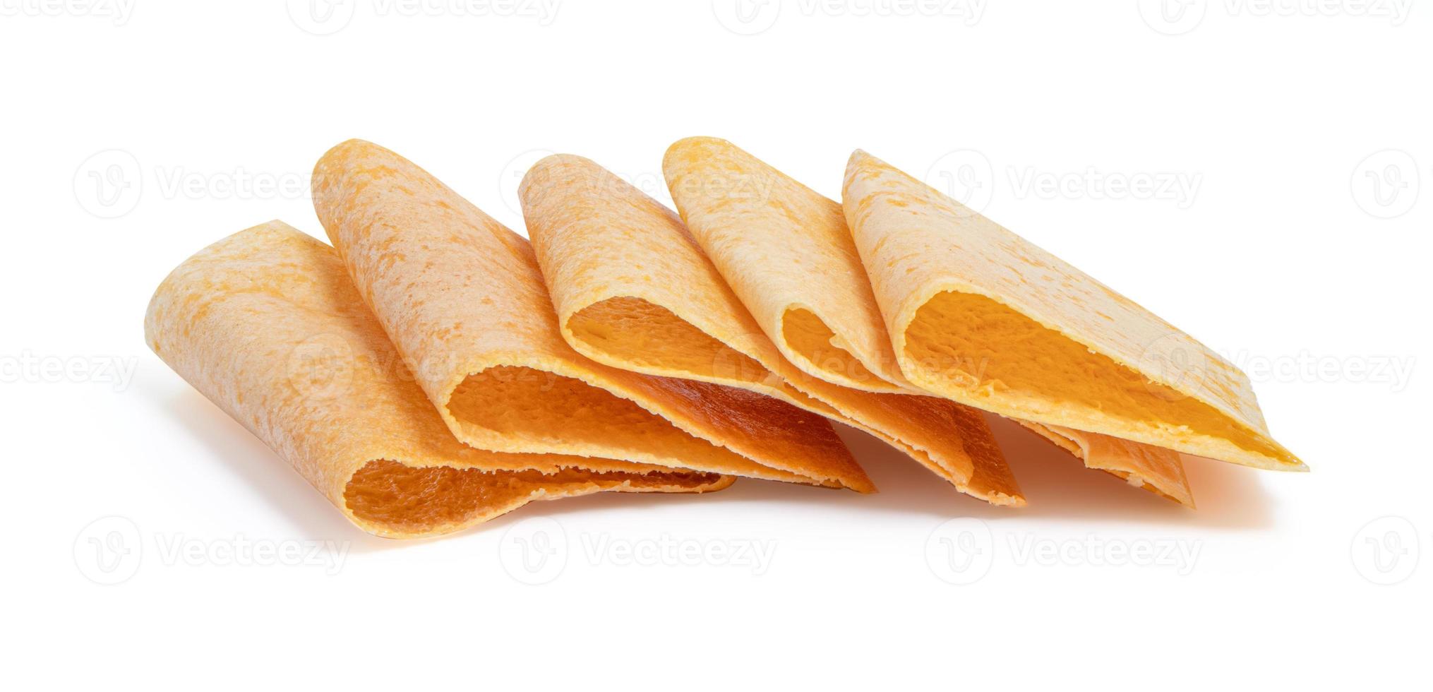 Khanom Buang or Thai crepes on white background photo