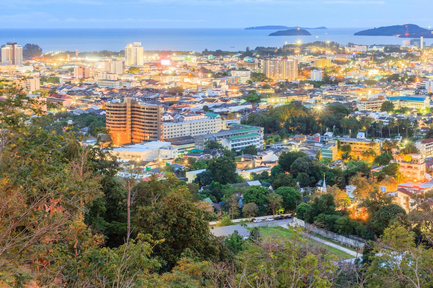 Khao Rang Viewpoint of Phuket city at night, Thailand photo