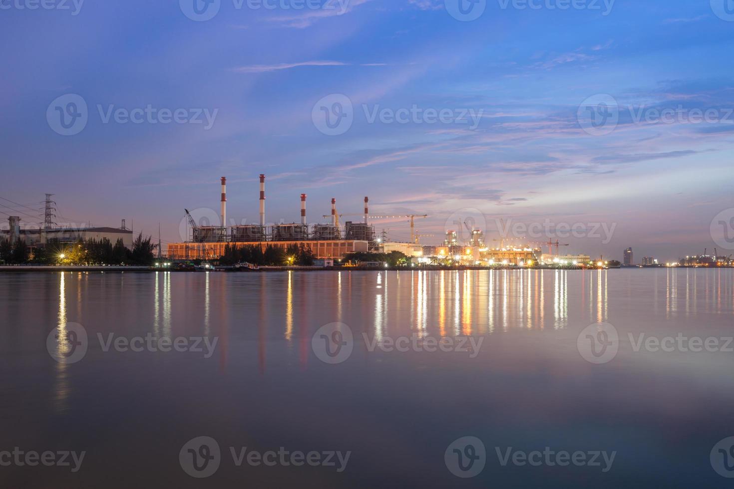 Reflection of city lights in water photo