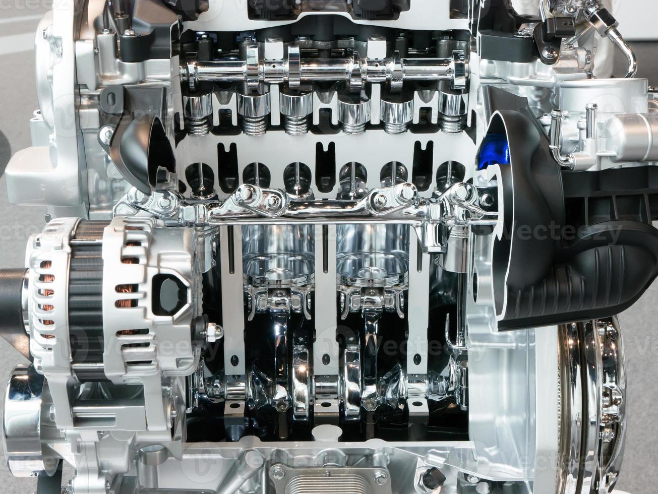 Cut view of an automobile engine and transmission photo