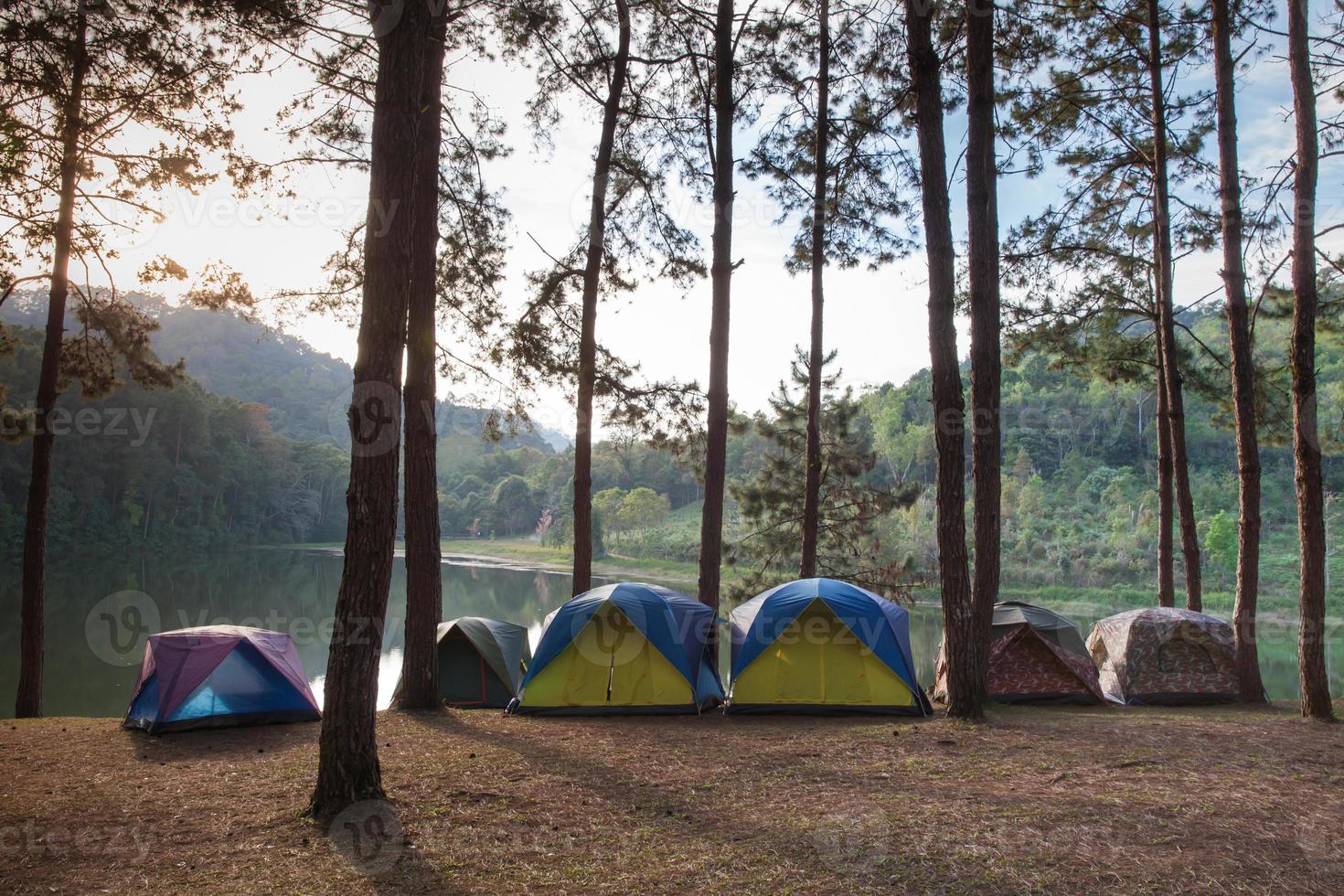 Tents near a lake photo