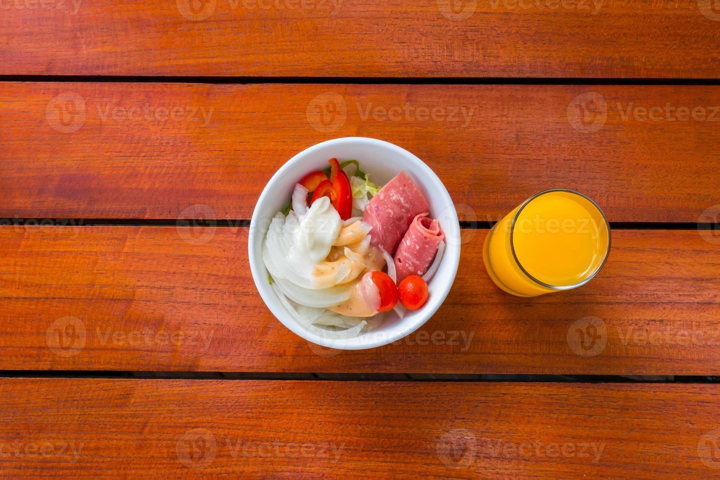 Top view of breakfast in a bowl photo