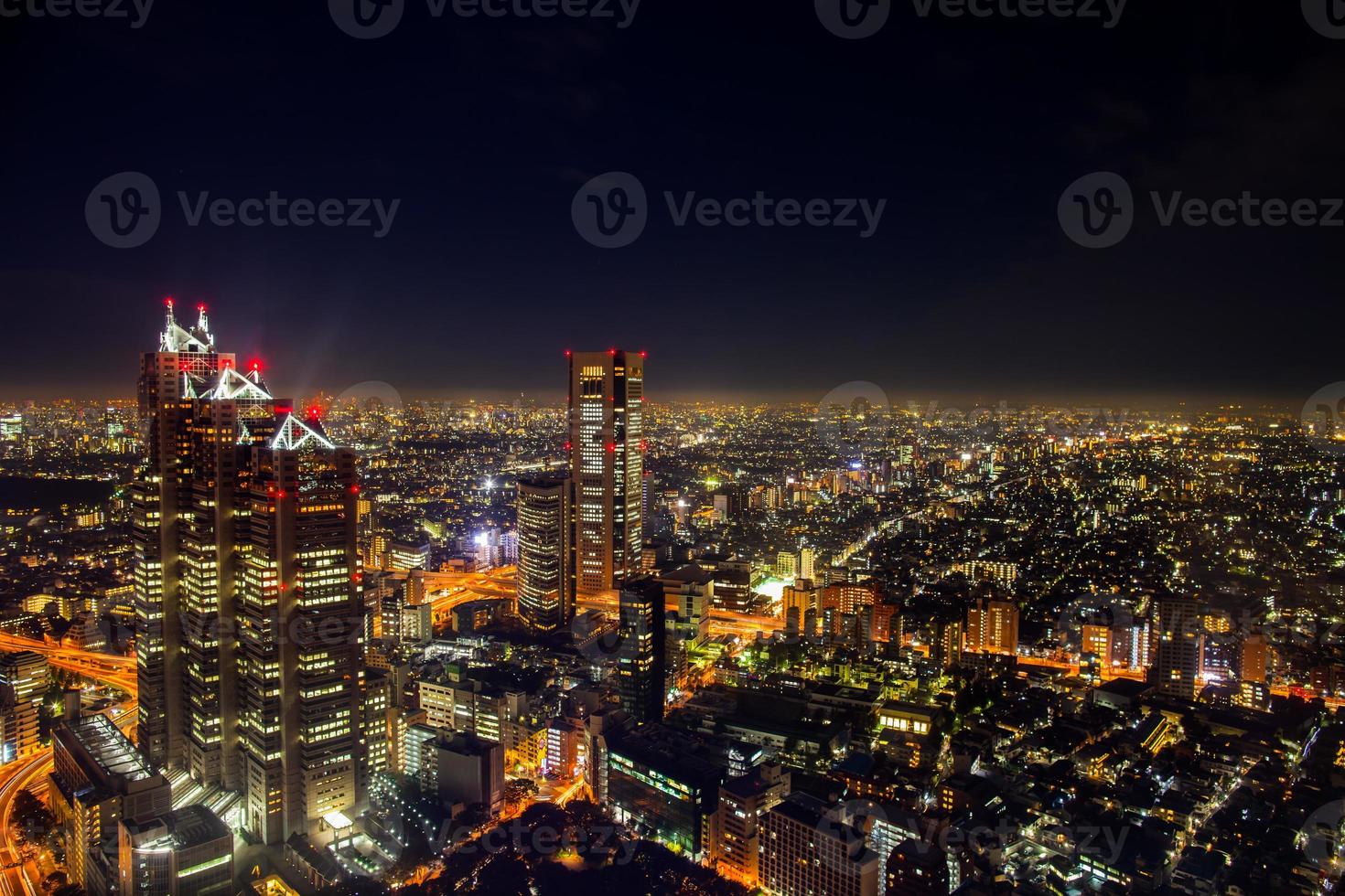 Aerial view of Tokyo at night photo