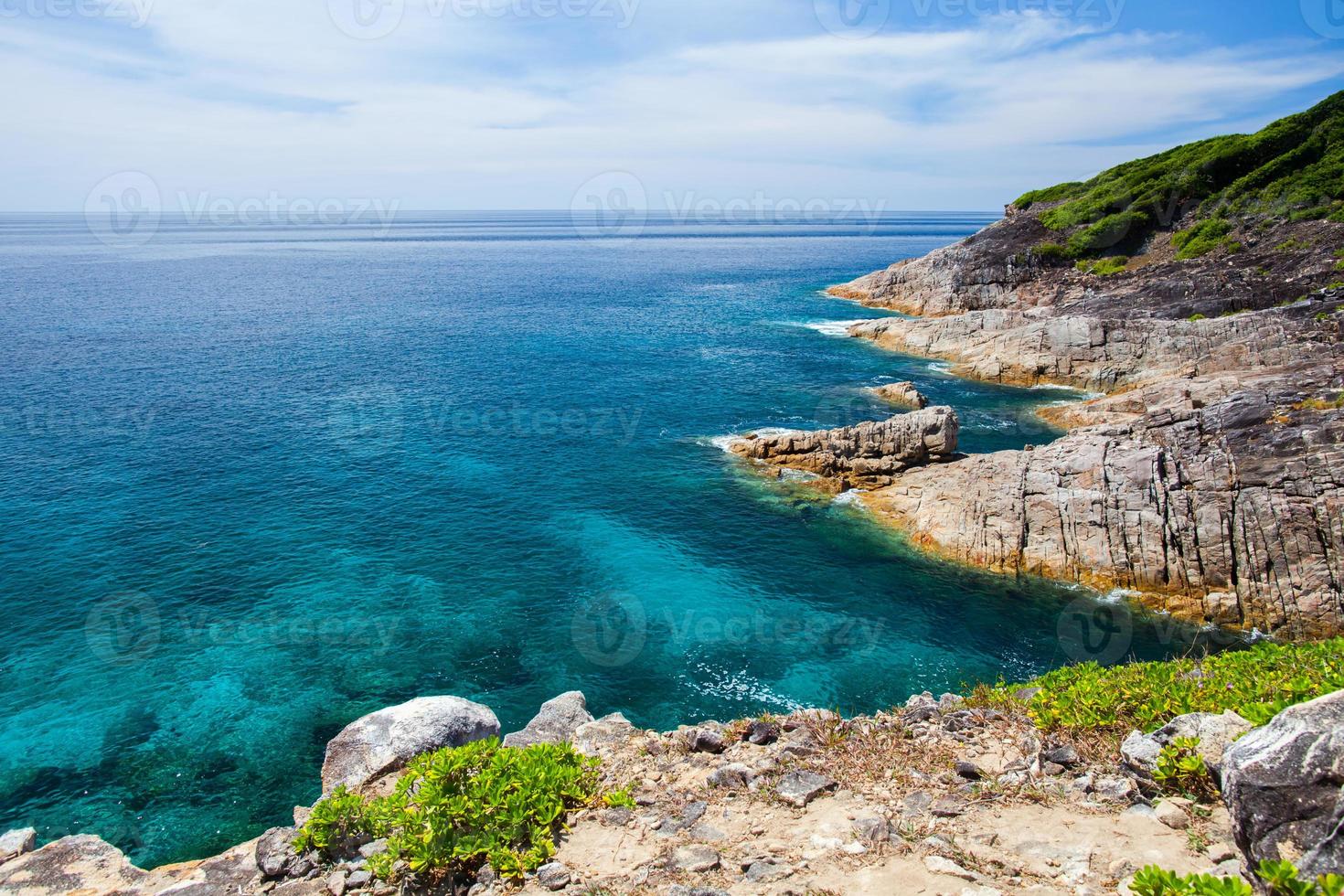 Blue ocean water and blue sky photo