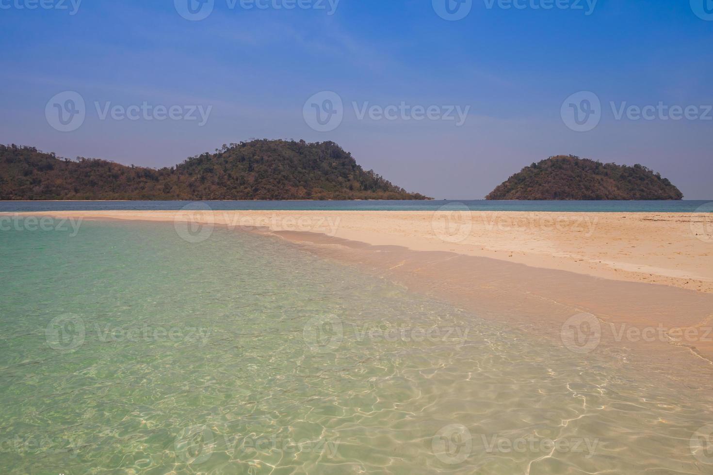 Tropical beach with hills photo