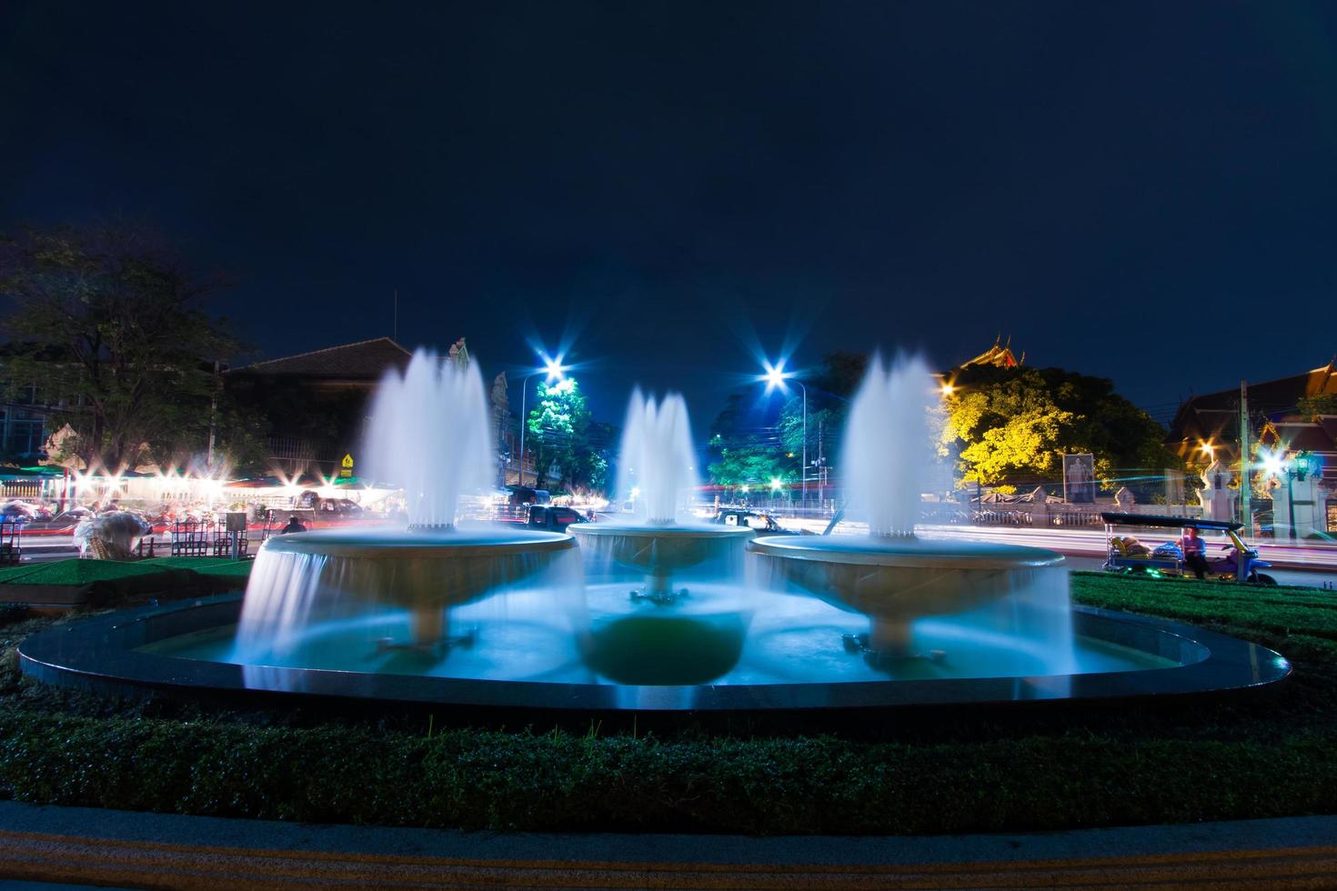 Fountains in Bangkok at night photo