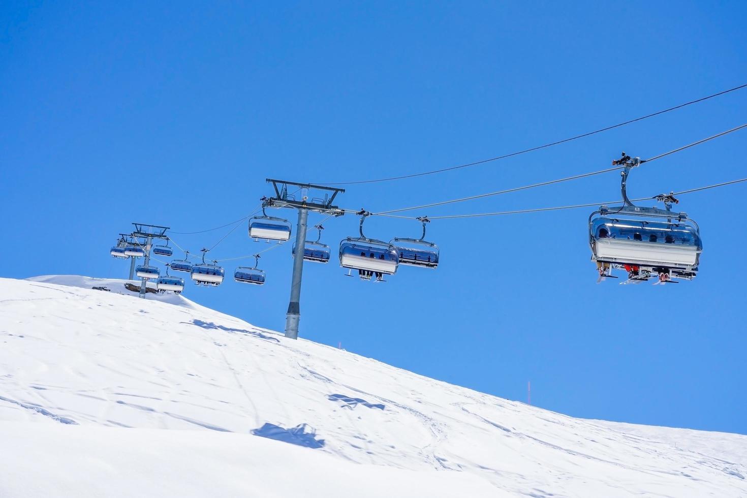 Ski lift with seats photo