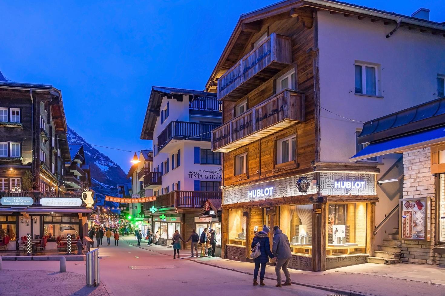 Zermatt in twilight time in Switzerland photo