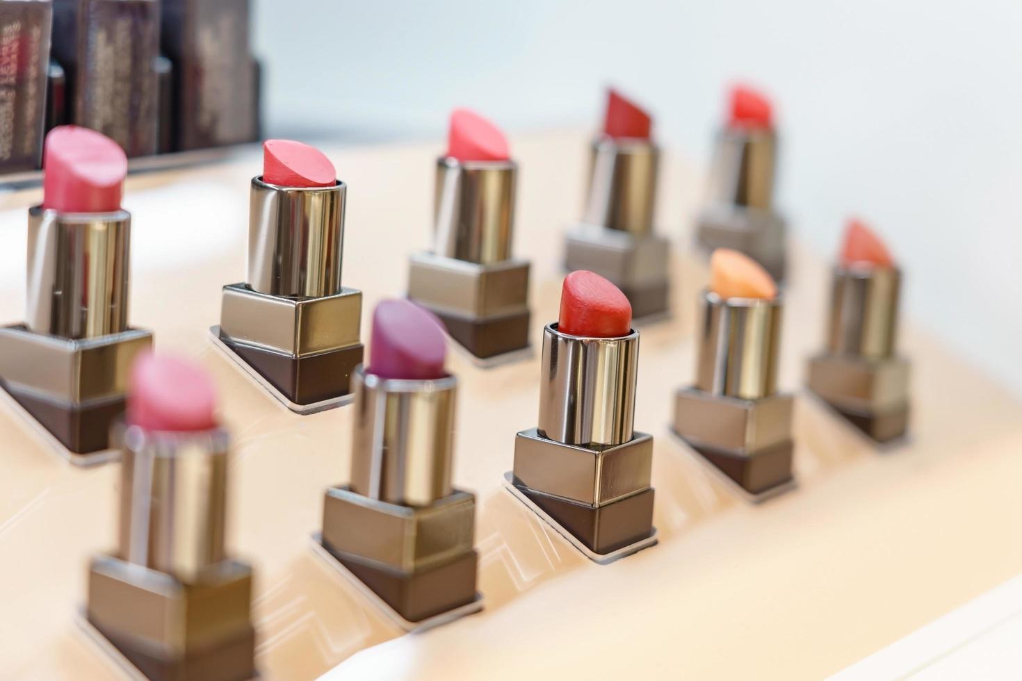 Set of lipsticks in the store photo