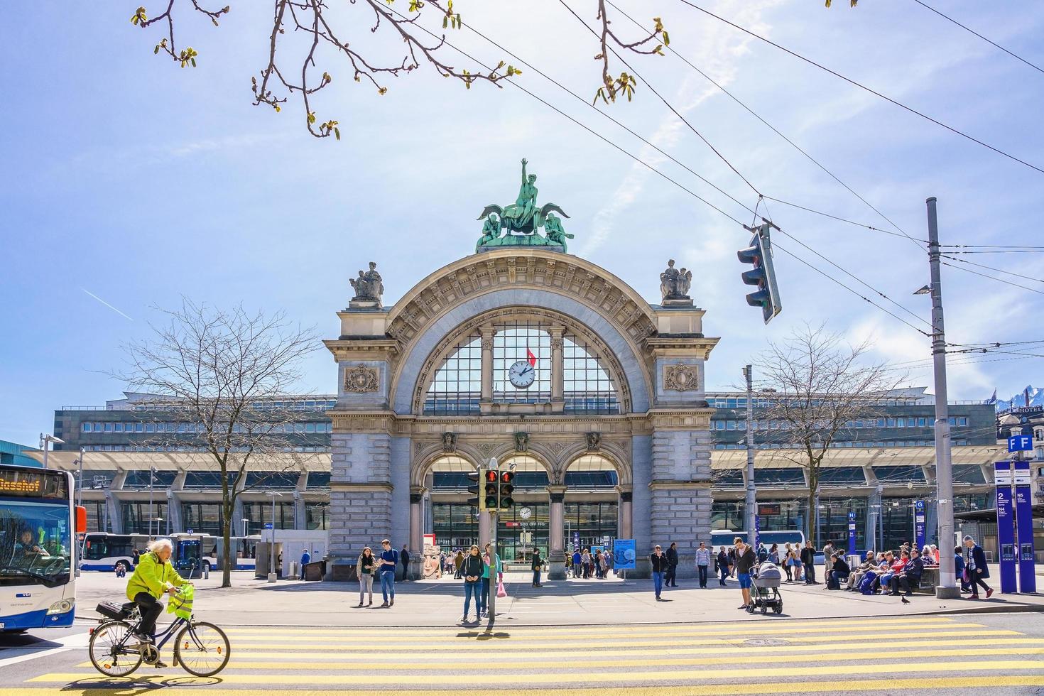 The gate of the railway station in Lucerne, Switzerland, 2018 photo