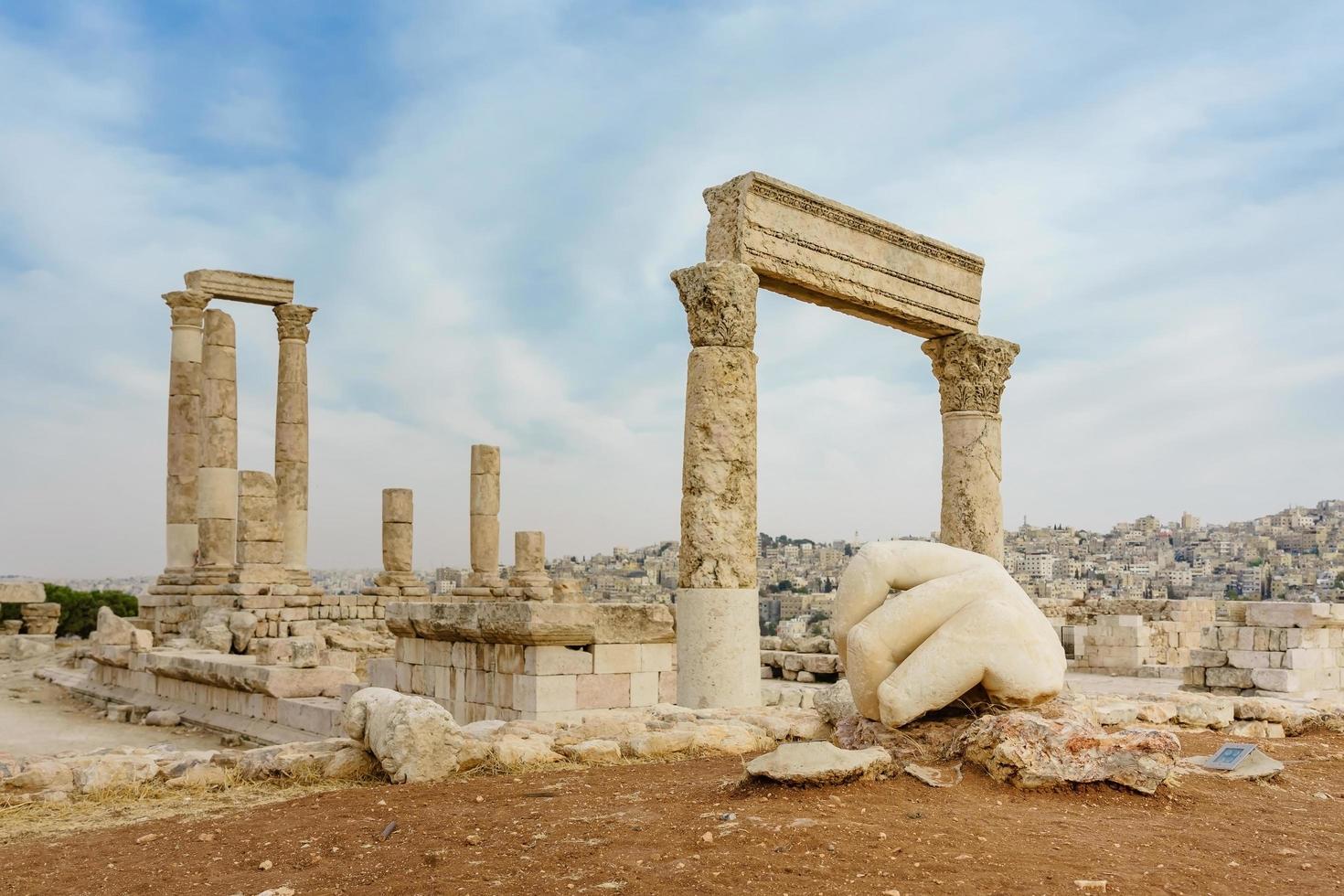 Temple of Hercules, Roman Corinthian columns at Citadel Hill in Amman, Jordan photo