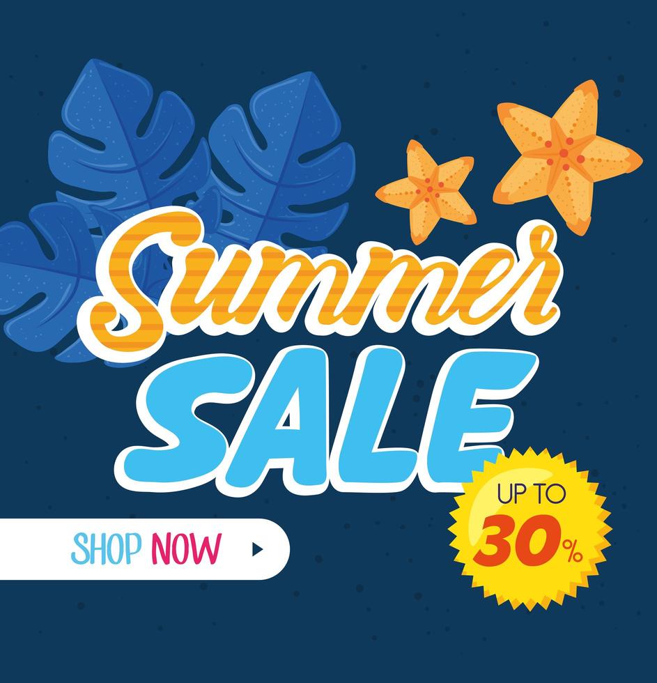 Summer sale banner with tropical leaves vector