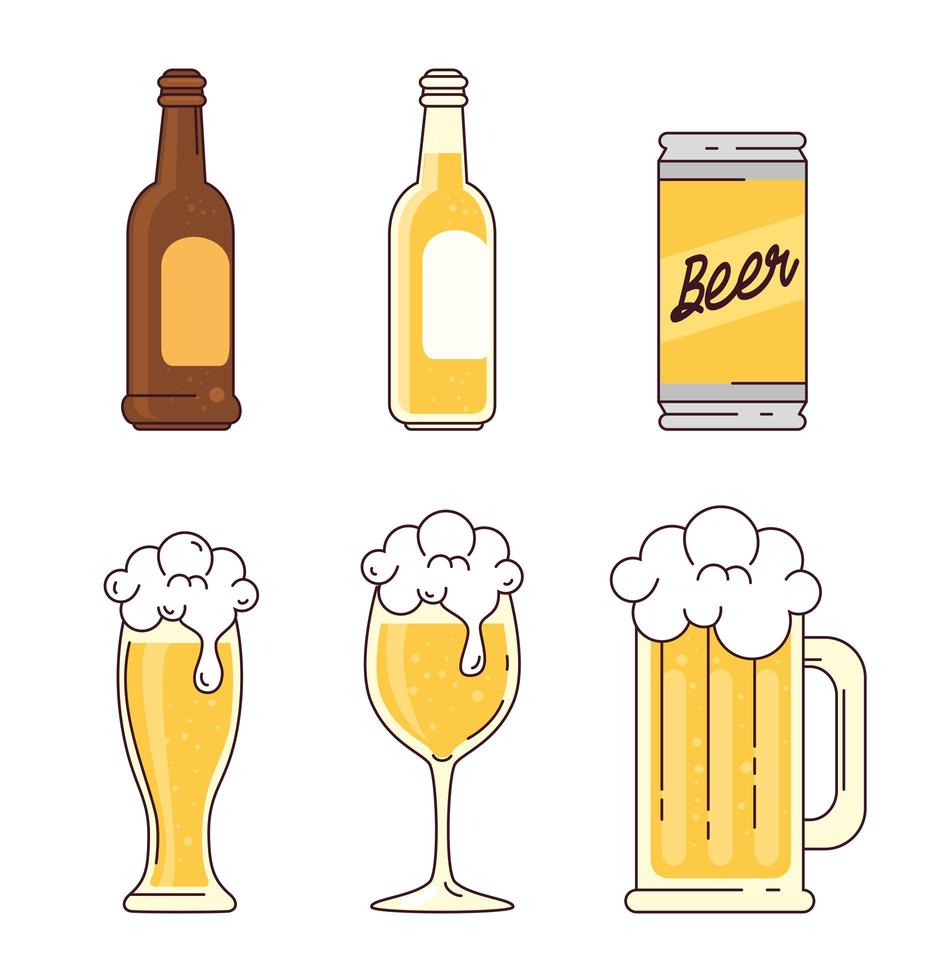 Collection of beer icons vector