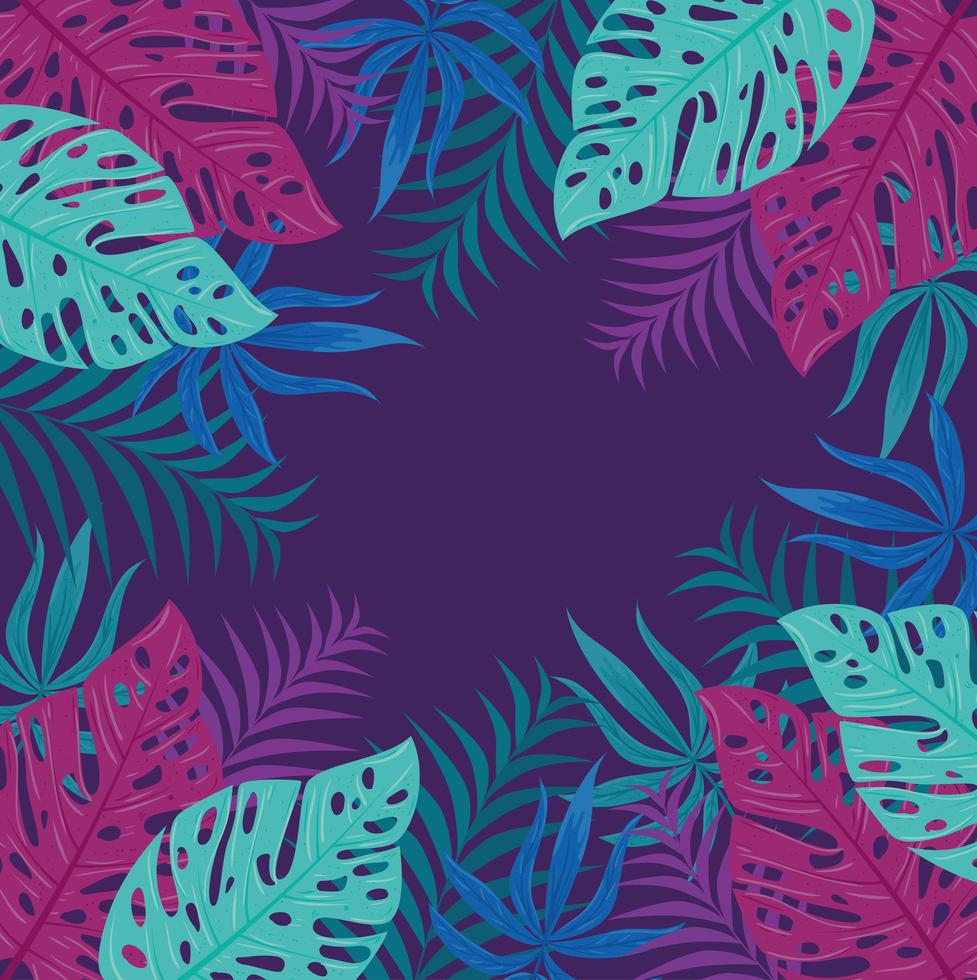 Fondo de follaje tropical con hojas de colores vector