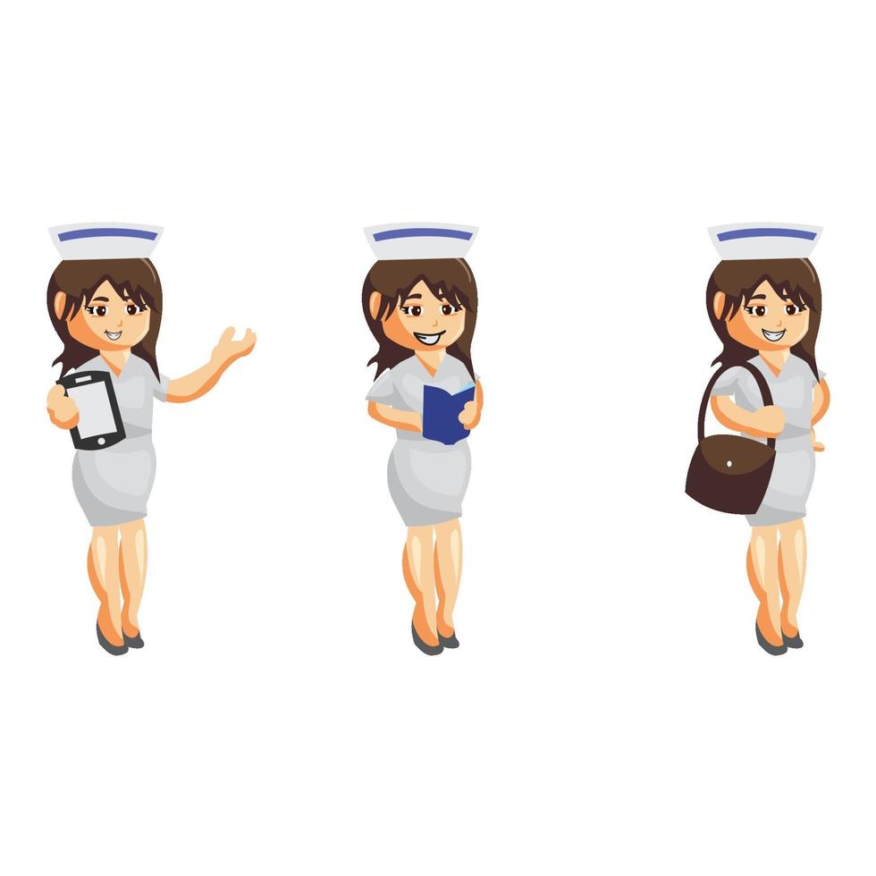 Nurse Woman hospital character set vector