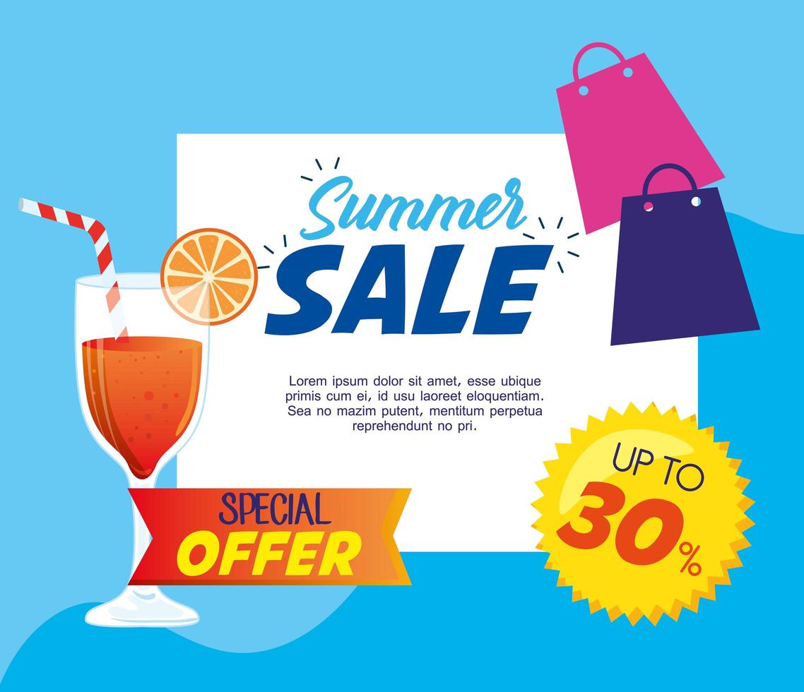 Summer sale banner with icons vector