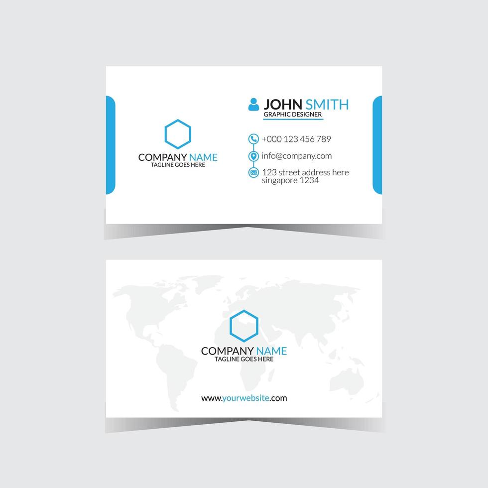 corporate blue and white business card design vector