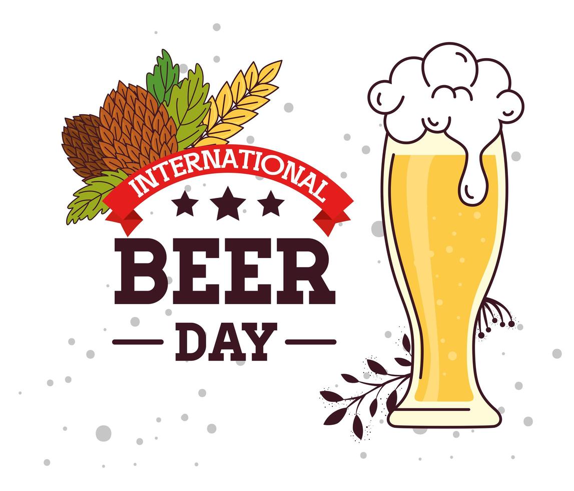 International beer day celebration with beer glass vector