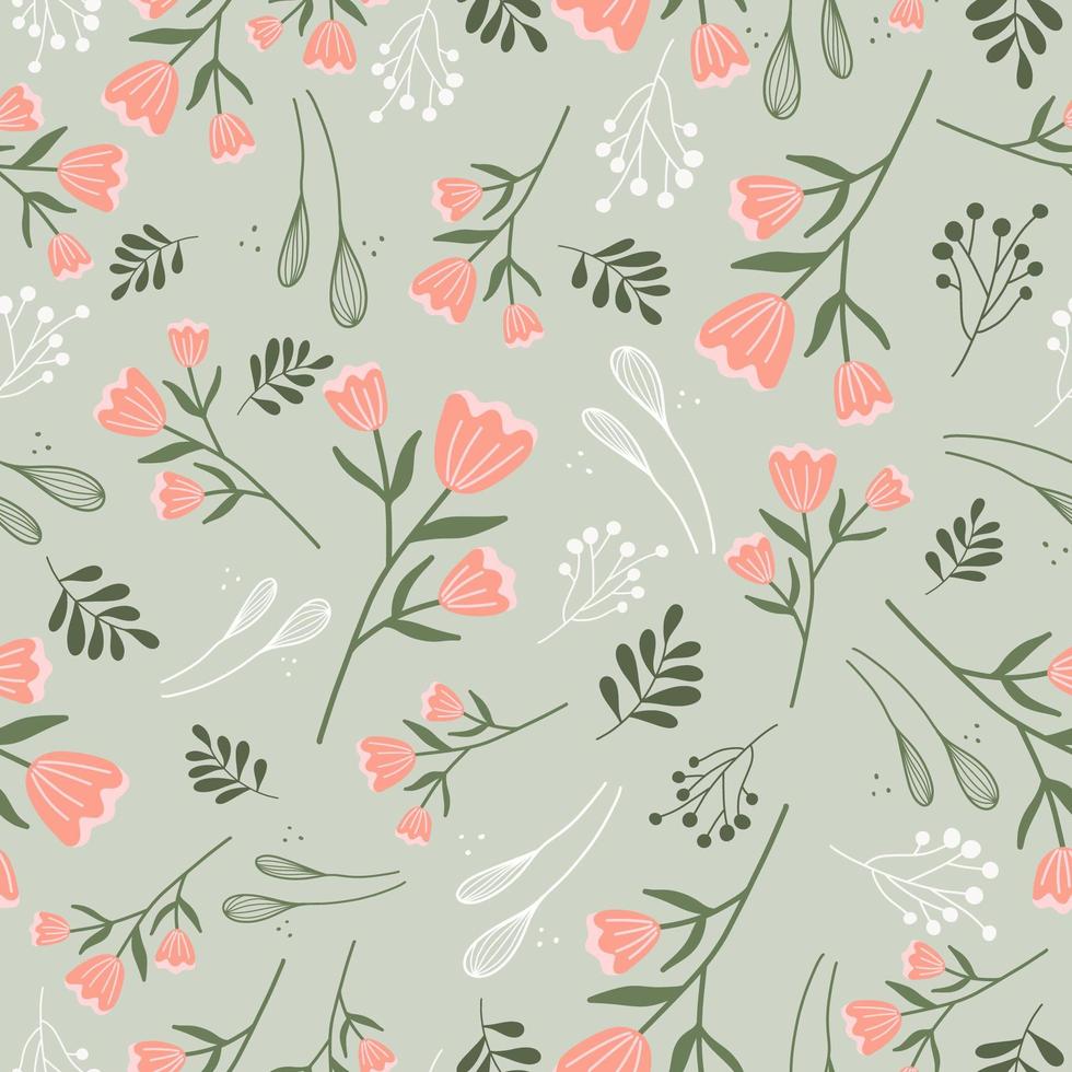 Vintage seamless floral pattern. Fabric design with simple flowers. vector