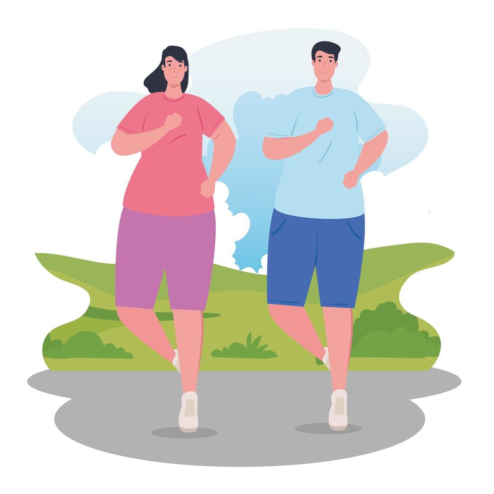 Marathoners running outdoors vector