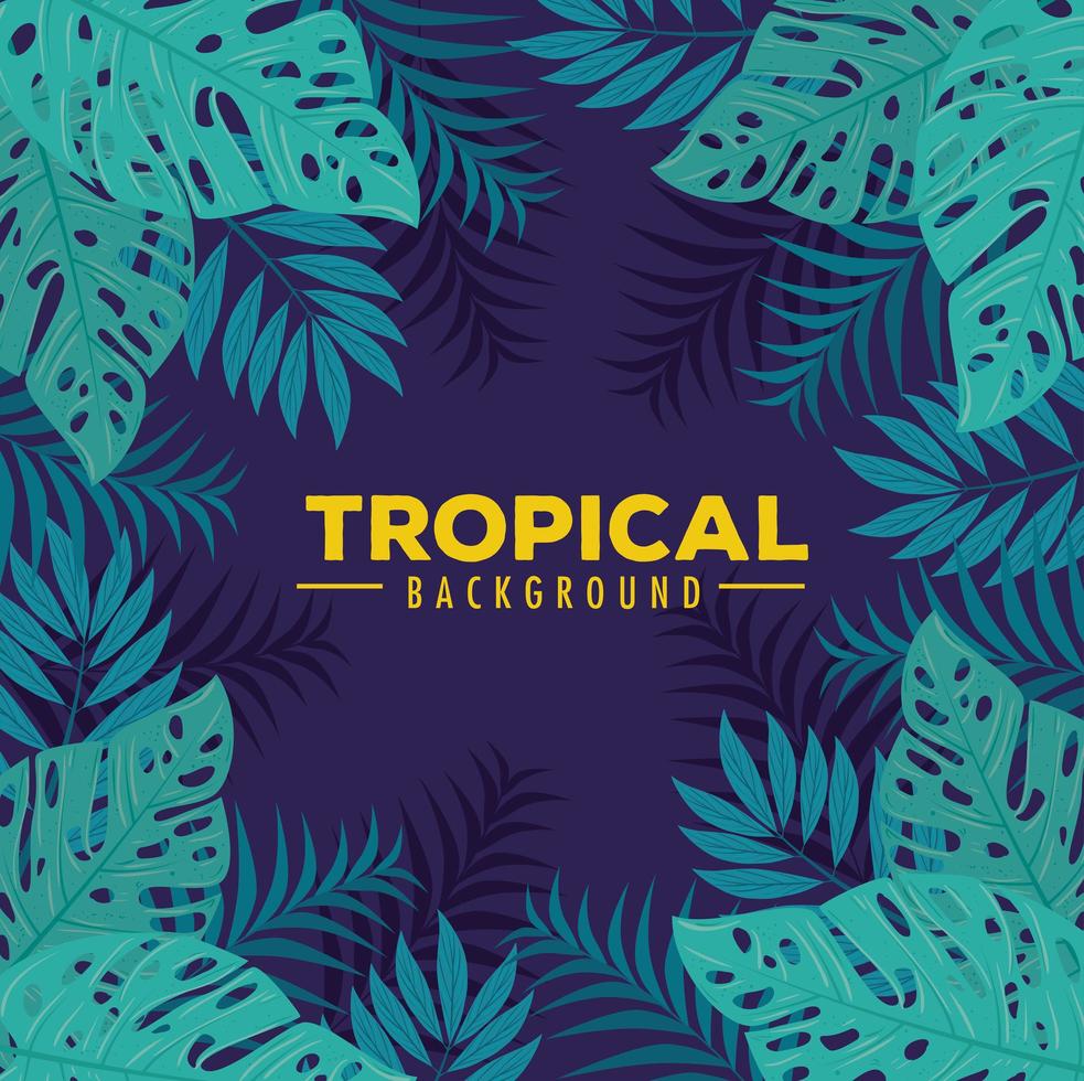 Tropical foliage background with green leaves vector